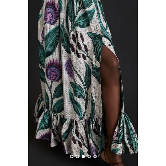 Anthropologie SIKA Off-The-Shoulder Ruffle Printed Maxi Dress Size 0 - Picture 4 of 10